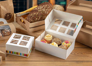 6 Window White Design Cake Box - 250 Per Pack